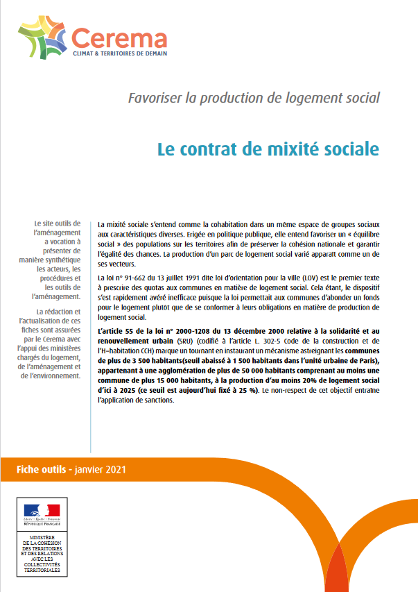 Le Contrat De Mixité Sociale (CMS) | Outils De L'aménagement